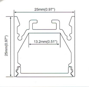 1 Meter 39.4" LED Aluminium Channel 25mm(H) x 25mm(W) suit for max 13.2mm width strip light